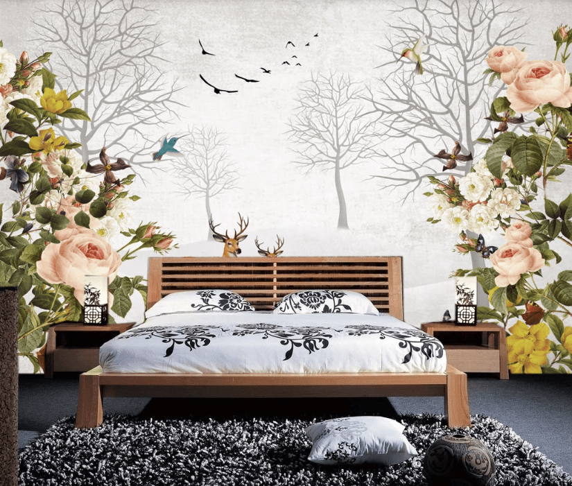 3D Rose Deer WC165 Wall Murals Wallpaper AJ Wallpaper 2