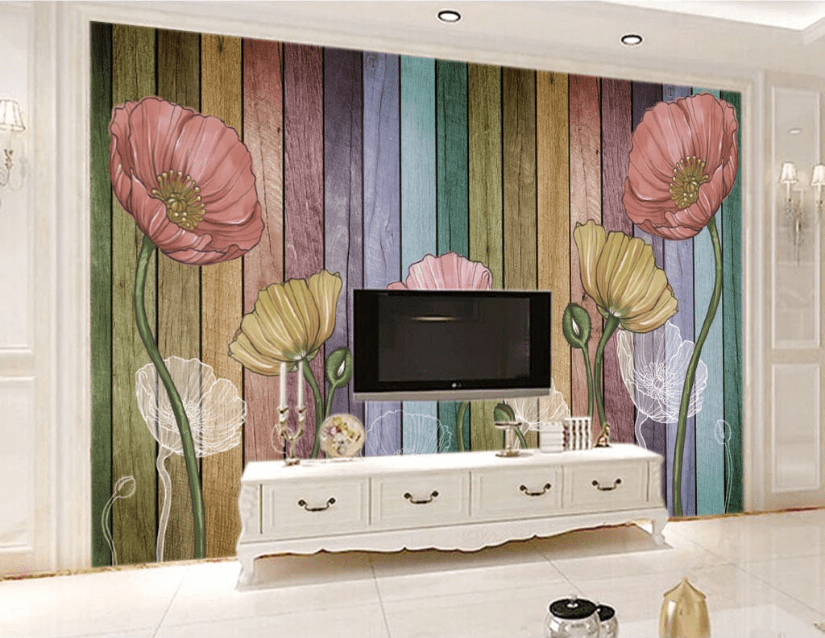 3D Red Flower WC154 Wall Murals Wallpaper AJ Wallpaper 2