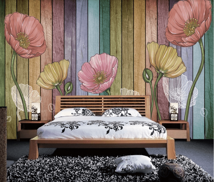 3D Red Flower WC154 Wall Murals Wallpaper AJ Wallpaper 2