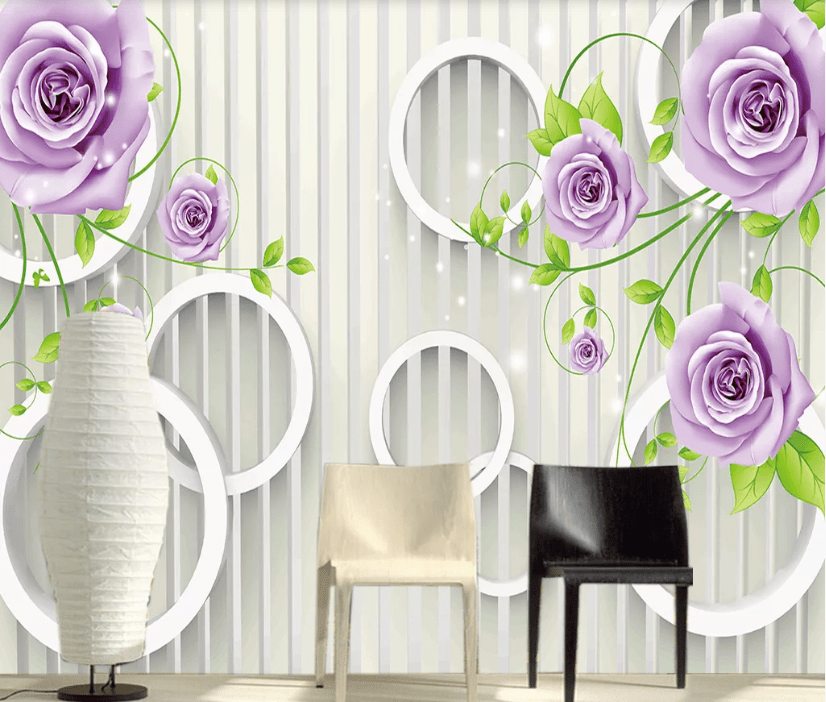 3D Purple Rose WC147 Wall Murals Wallpaper AJ Wallpaper 2
