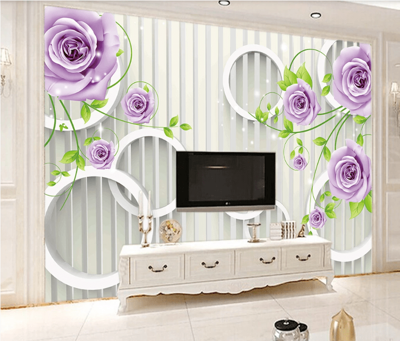 3D Purple Rose WC147 Wall Murals Wallpaper AJ Wallpaper 2