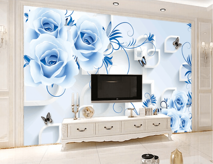 3D Blue Rose WC146 Wall Murals Wallpaper AJ Wallpaper 2