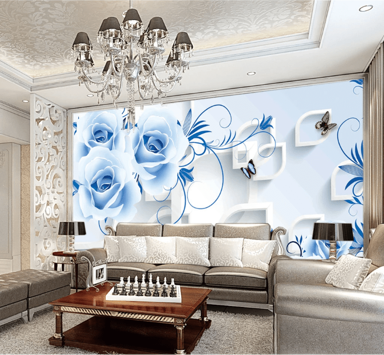 3D Blue Rose WC146 Wall Murals Wallpaper AJ Wallpaper 2