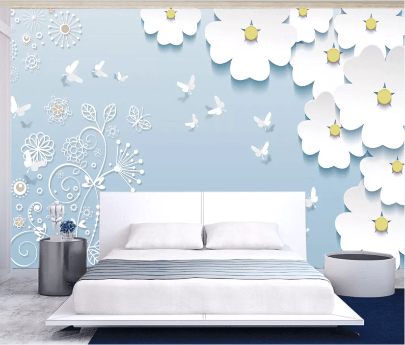 3D White Butterfly WC143 Wall Murals Wallpaper AJ Wallpaper 2