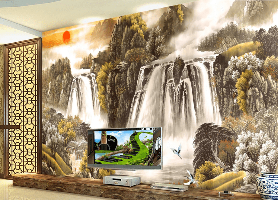 3D Waterfall Painting WC139 Wall Murals Wallpaper AJ Wallpaper 2