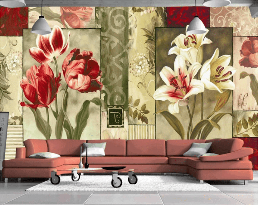3D Red Lily WC134 Wall Murals Wallpaper AJ Wallpaper 2