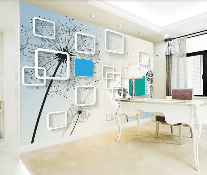 3D Black Dandelion WC110 Wall Murals Wallpaper AJ Wallpaper 2
