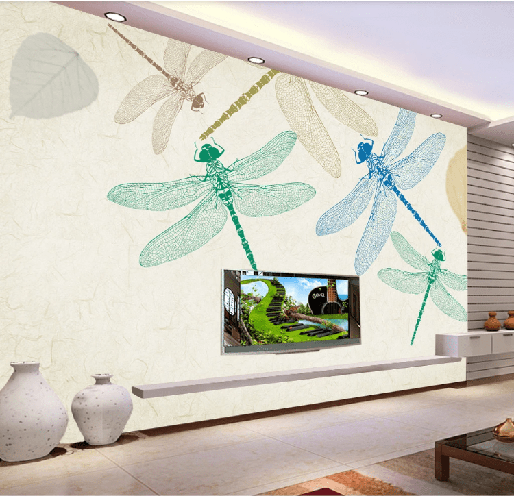 3D Blue Dragonfly WC106 Wall Murals Wallpaper AJ Wallpaper 2