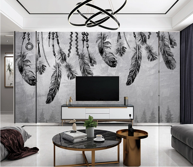 3D Graffiti Feathers WC2457 Wall Murals