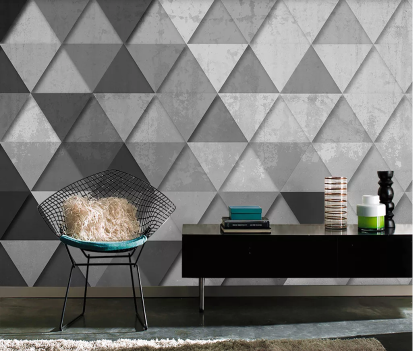 3D Black Gradient Triangle WC2028 Wall Murals