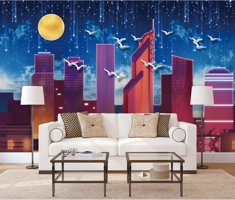 3D Building Pigeon WC1993 Wall Murals