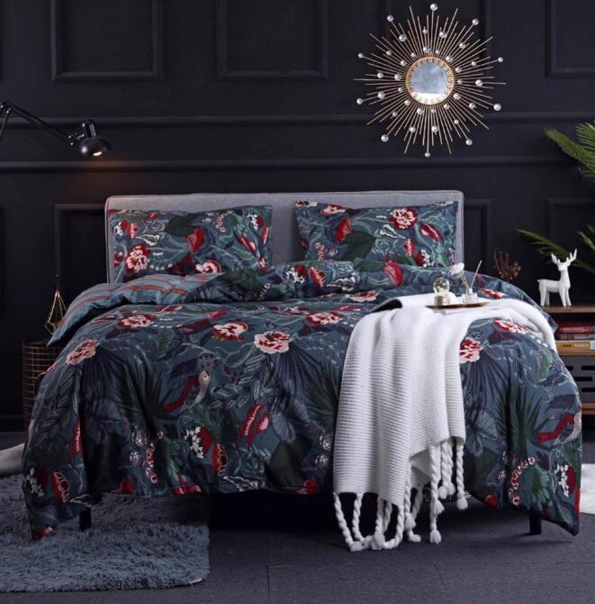 3D Black Background Red Pattern 5079 Bed Pillowcases Quilt