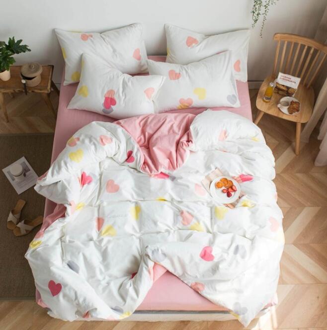 3D Yellow Pink Love Heart 7066 Bed Pillowcases Quilt