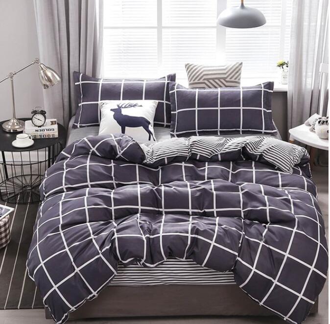 3D Dark Gray Grid 7155 Bed Pillowcases Quilt