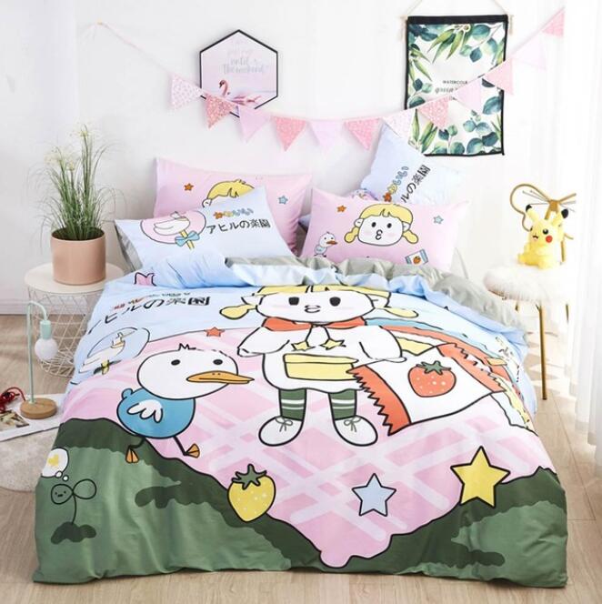 3D Cartoon Little Girl Duckling 5046 Bed Pillowcases Quilt