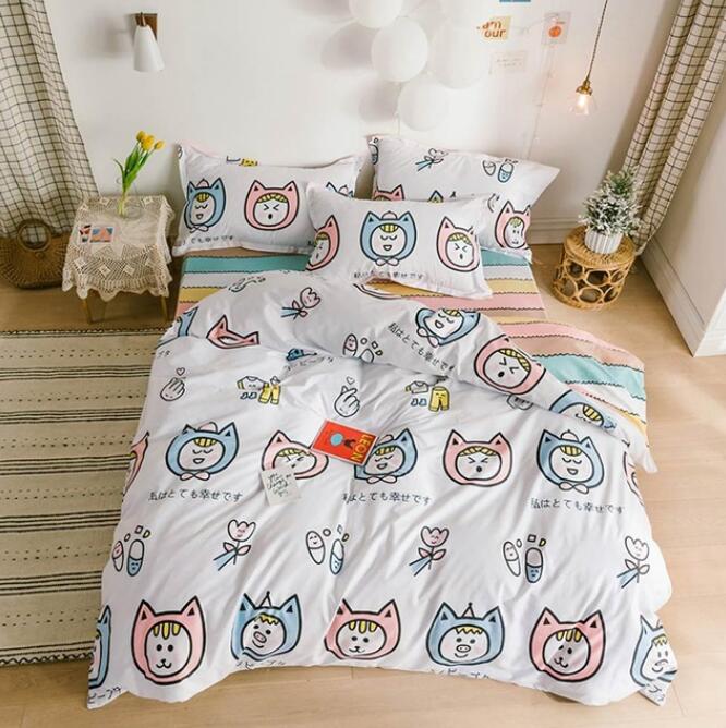 3D Wearing Cat Head Doll 5013 Bed Pillowcases Quilt