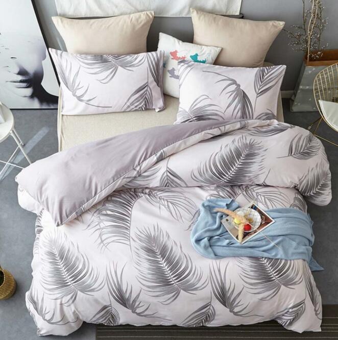 3D Feather On White 5080 Bed Pillowcases Quilt