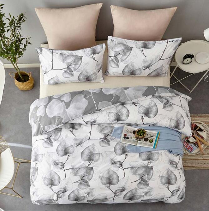 3D Gray Leaves 7181 Bed Pillowcases Quilt