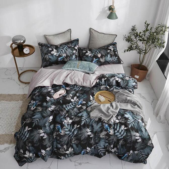 3D Black Blue Flower 7089 Bed Pillowcases Quilt