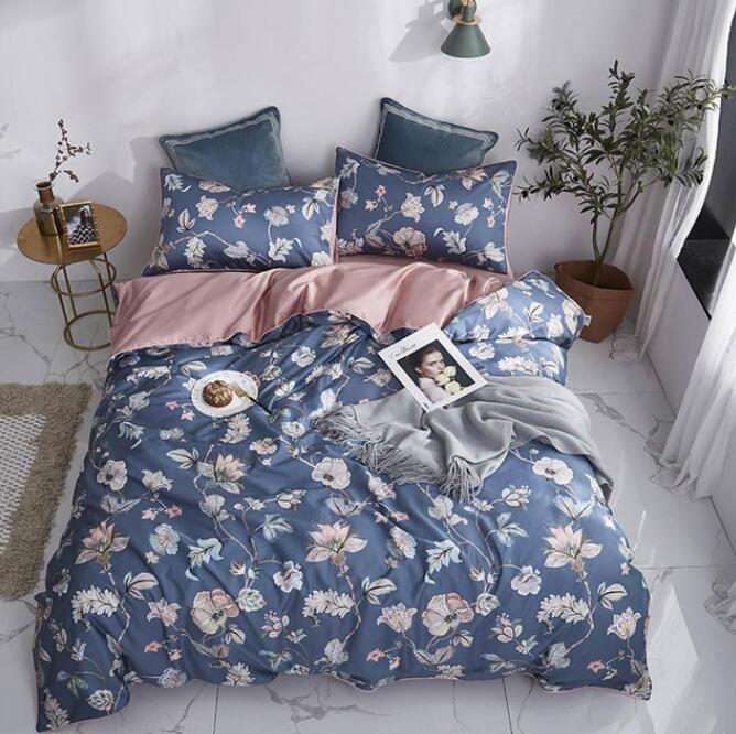 3D Floral Dark Blue Background 7090 Bed Pillowcases Quilt