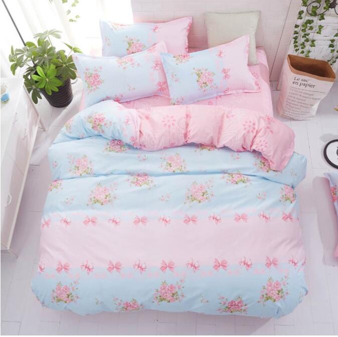 3D Light Blue Pink Stitching 5103 Bed Pillowcases Quilt