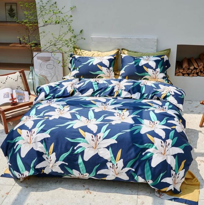 3D Blue Background Lilies 5007 Bed Pillowcases Quilt