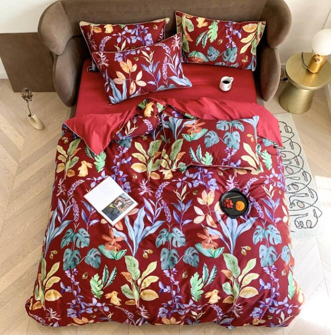 3D Red Background Flower 7118 Bed Pillowcases Quilt