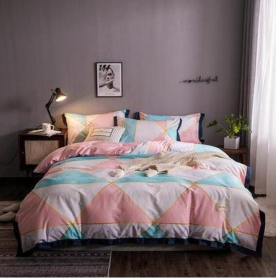 3D Pink Mint Green Triangle 14029 Bed Pillowcases Quilt