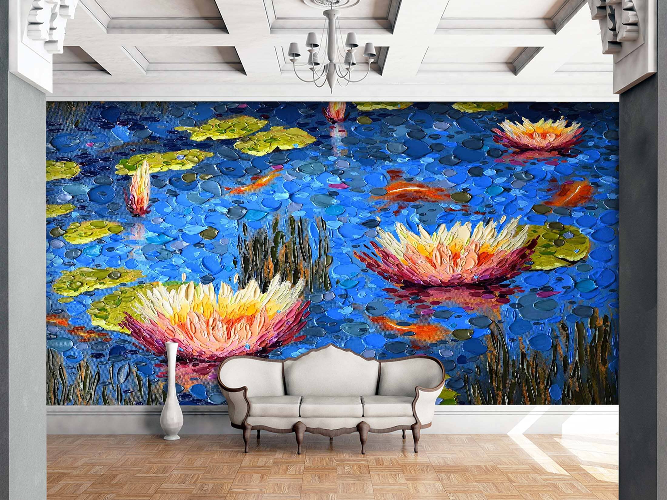 3D Painted Lotus 1405 Dena Tollefson Wall Mural Wall Murals Wallpaper AJ Wallpaper 2 
