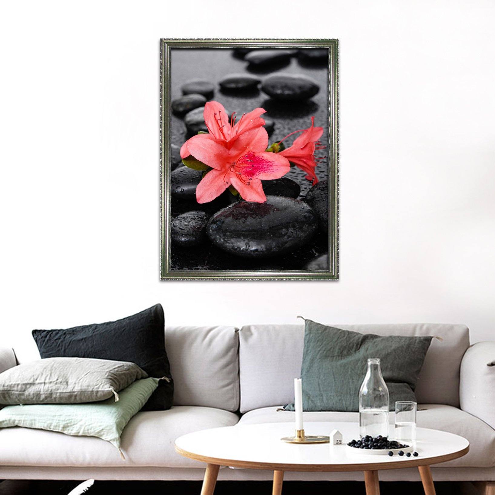 3D Stone Safflower 001 Fake Framed Print Painting Wallpaper AJ Creativity Home