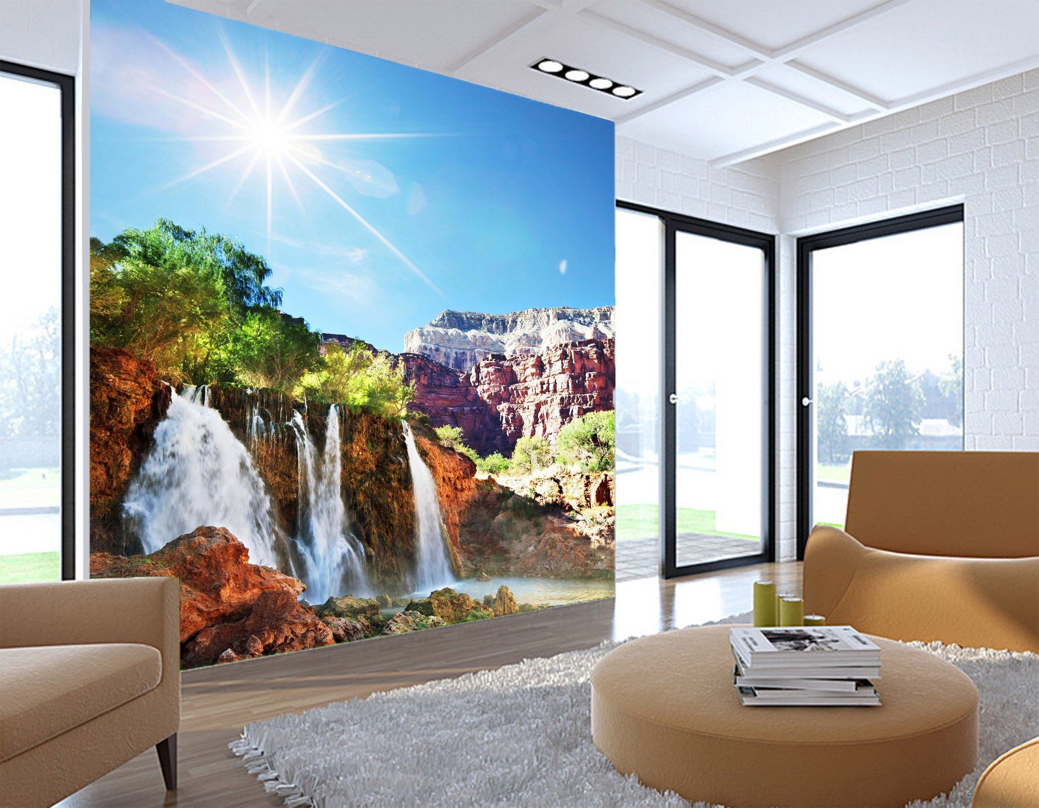 3D Sunshine Mountain Waterfall 792 Wallpaper AJ Wallpaper