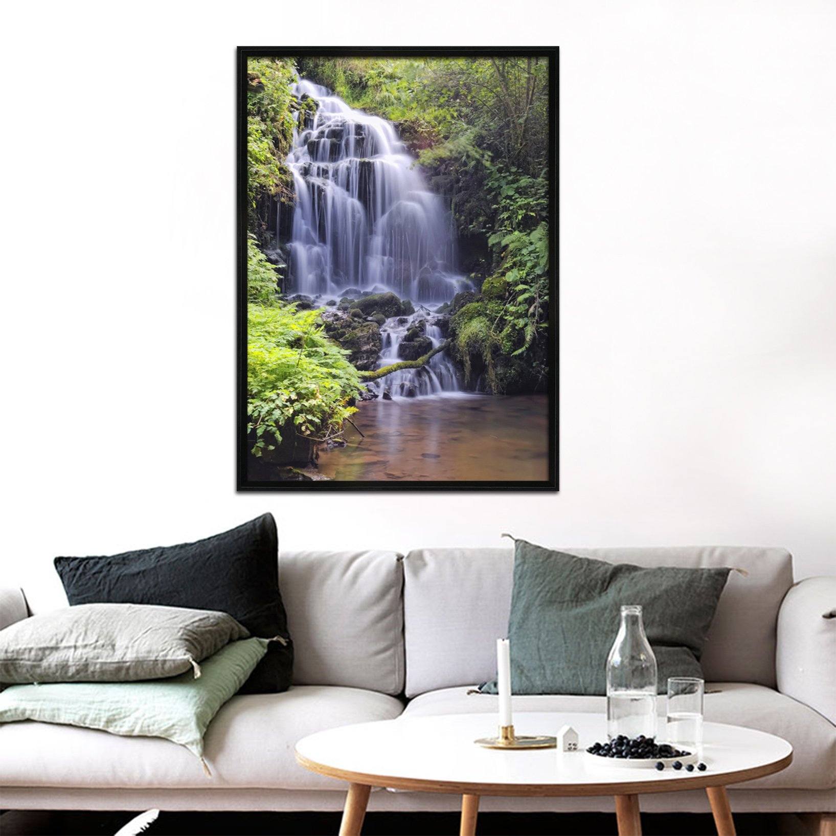 3D Mountain Stone Waterfall 122 Fake Framed Print Painting Wallpaper AJ Creativity Home