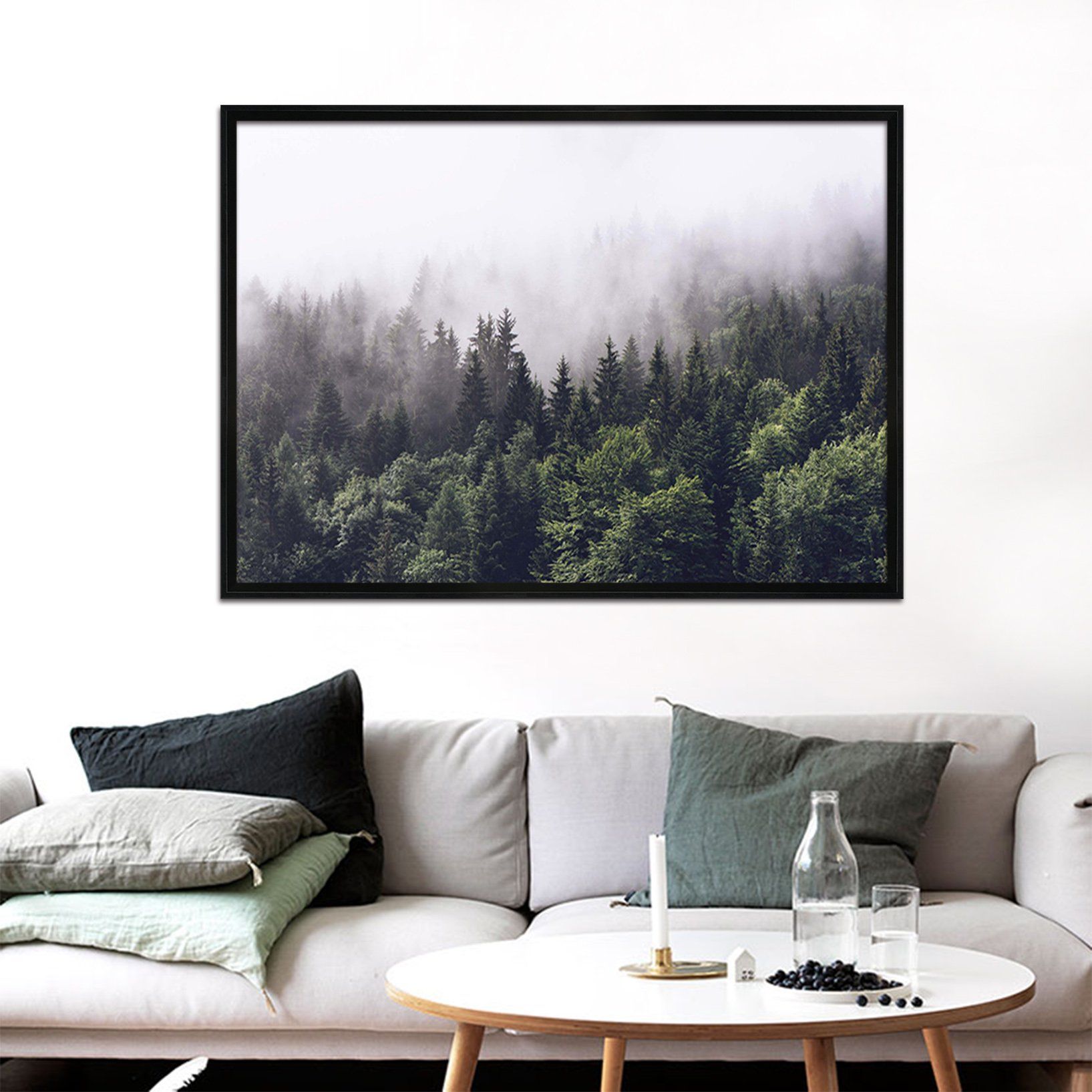 3D Dense Forest 093 Fake Framed Print Painting Wallpaper AJ Creativity Home