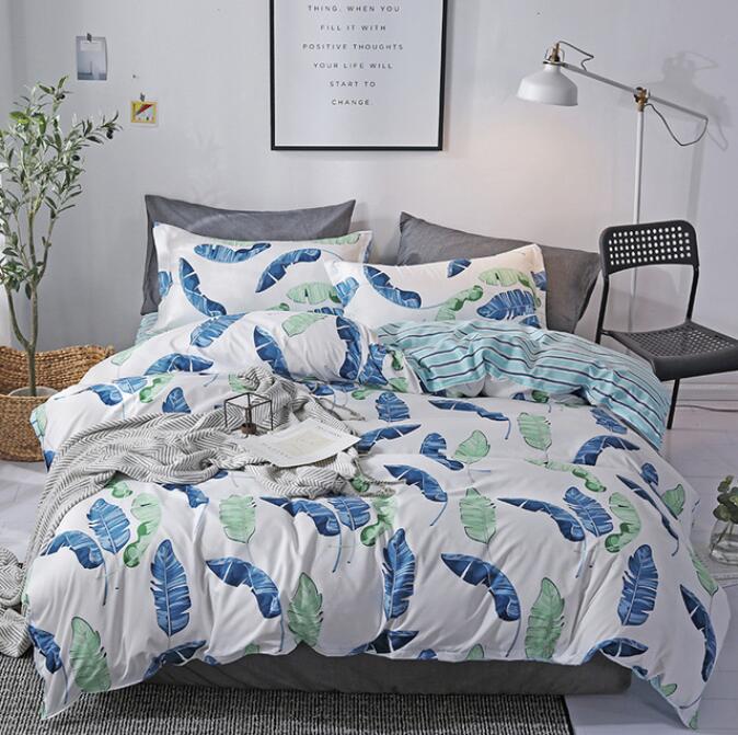 3D Blue Green Leaves 12143 Bed Pillowcases Quilt