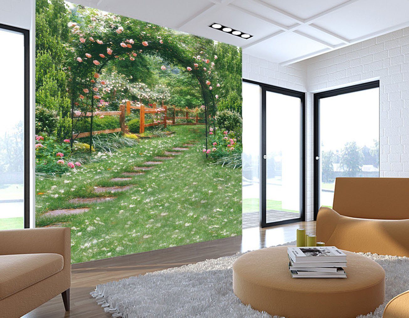 Romantic Flowers Door Wallpaper AJ Wallpaper