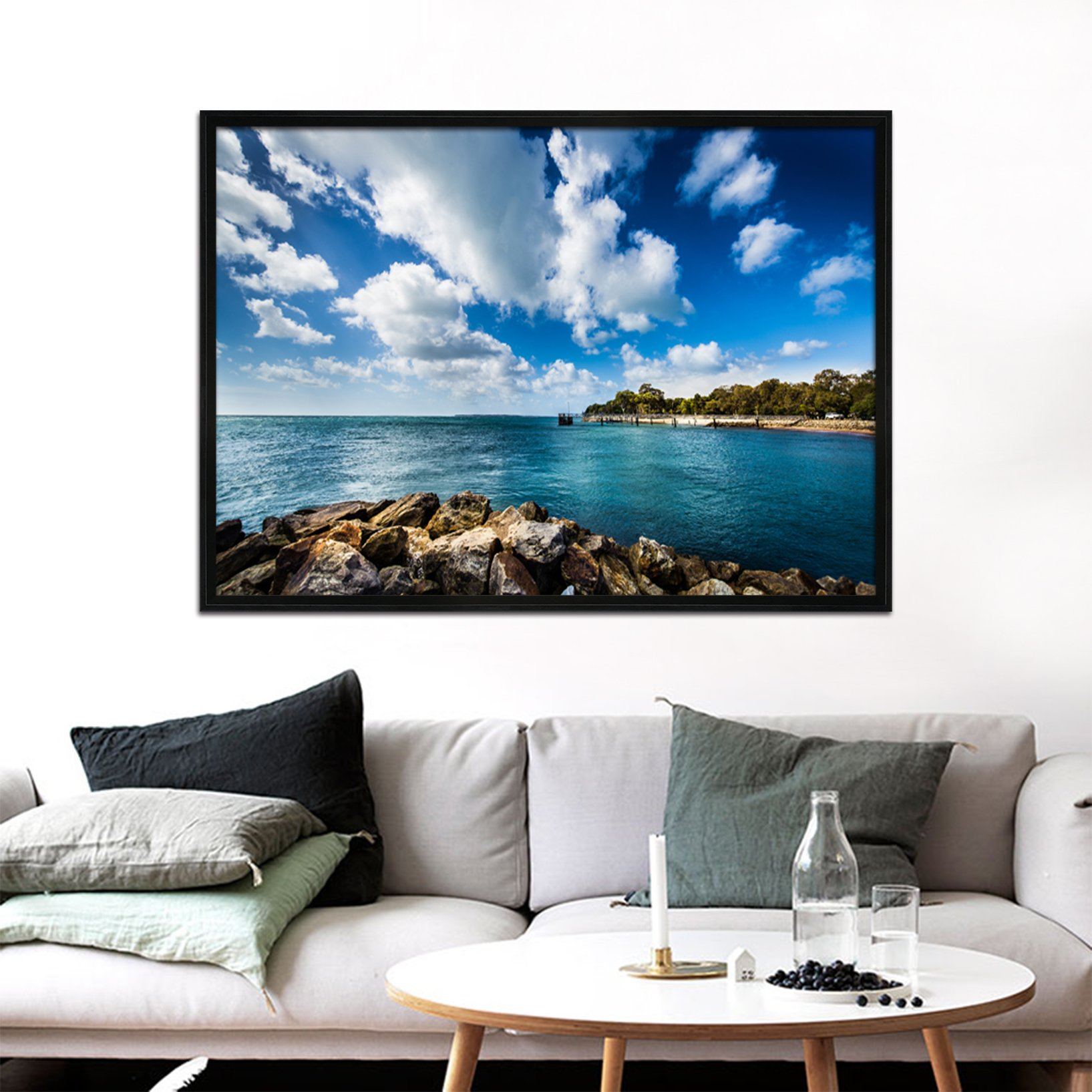 3D Beautiful Sea 002 Fake Framed Print Painting Wallpaper AJ Creativity Home