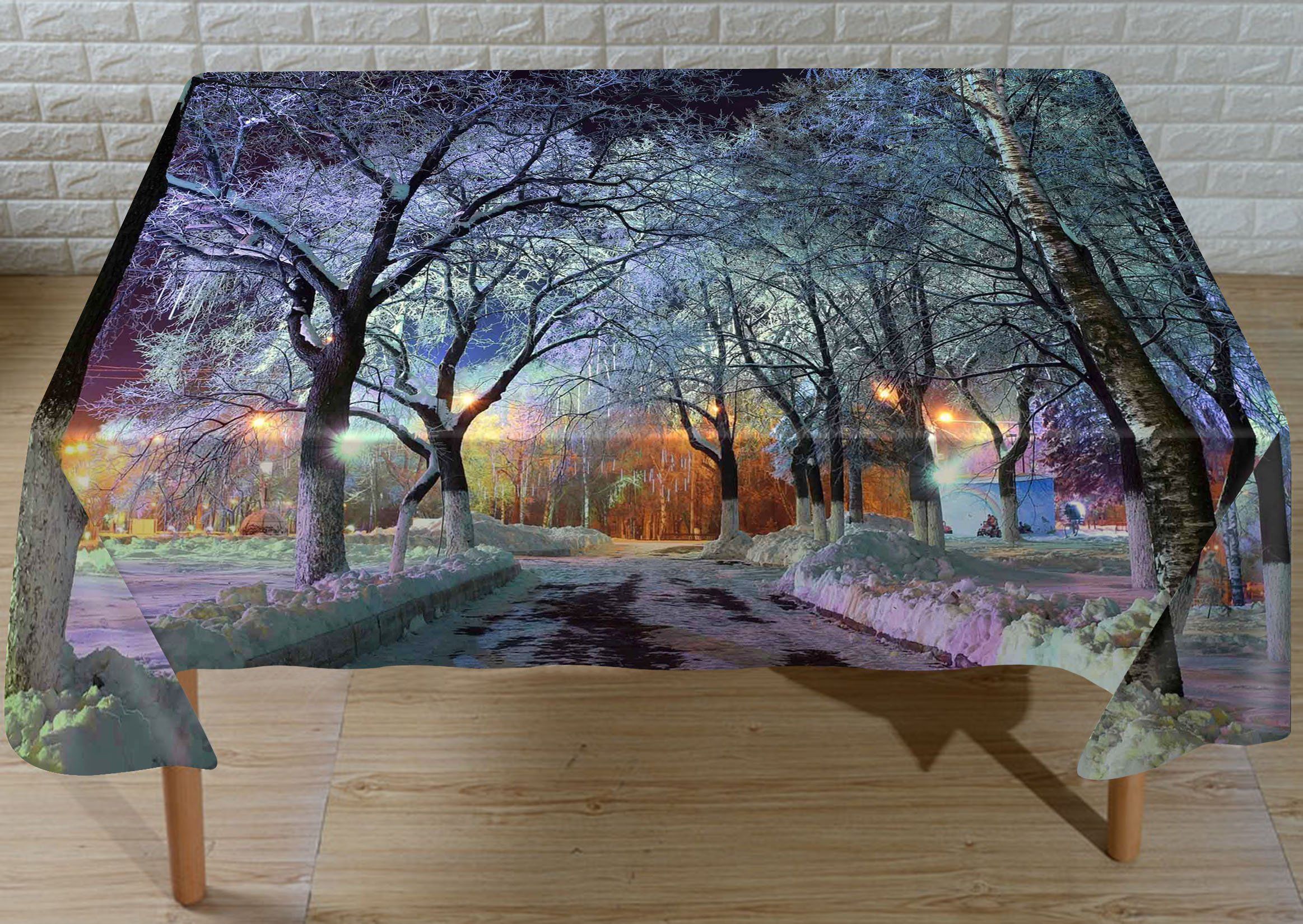 3D Park Snow Scenery 746 Tablecloths Wallpaper AJ Wallpaper