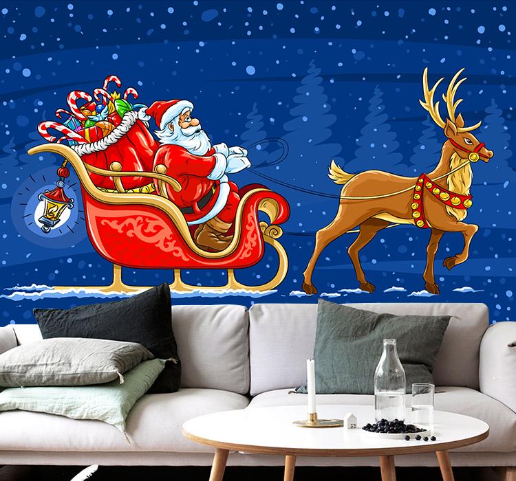 3D Deer Sleigh 024 Wallpaper AJ Wallpaper