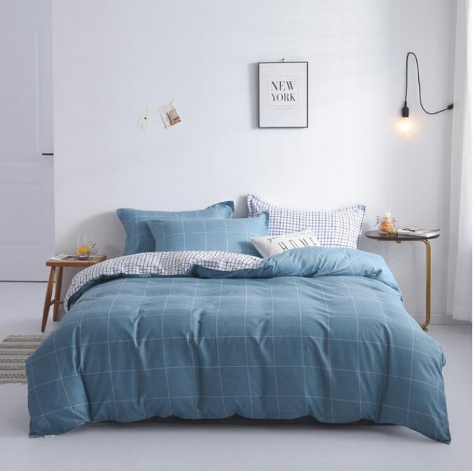 3D Big Blue Grid 13030 Bed Pillowcases Quilt