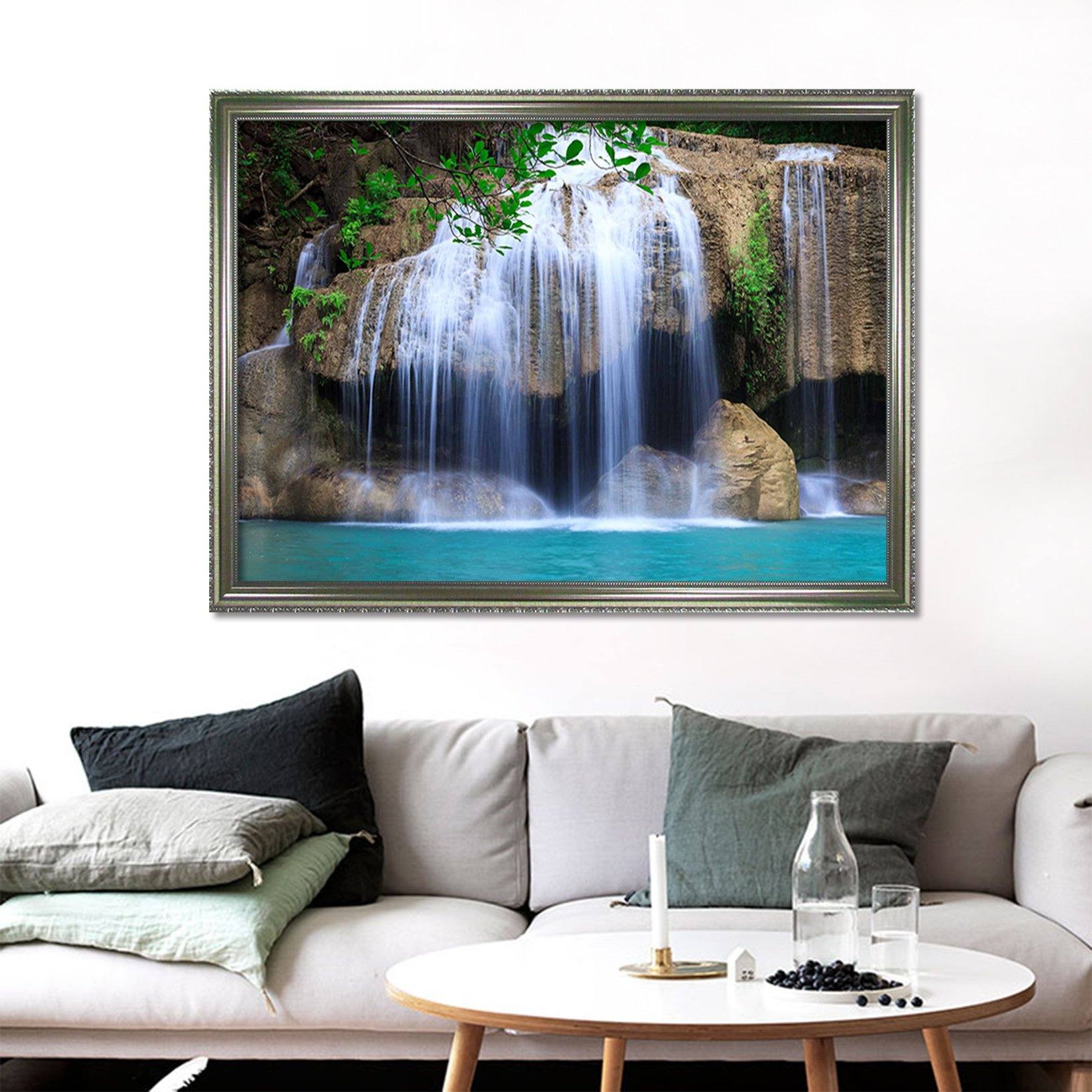3D Mountain Stone River 109 Fake Framed Print Painting Wallpaper AJ Creativity Home