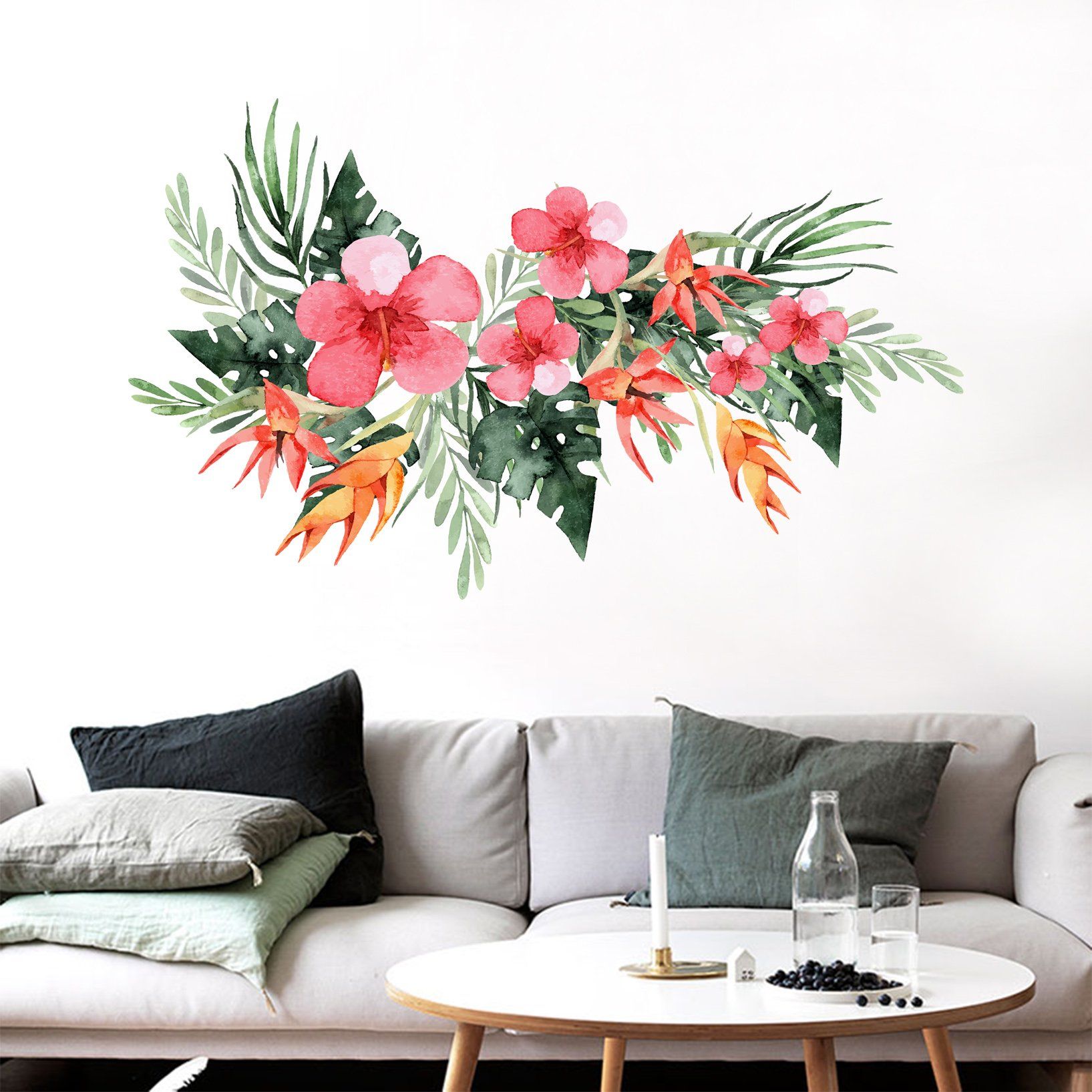 3D Red Flower Doodle 096 Wall Stickers Wallpaper AJ Wallpaper