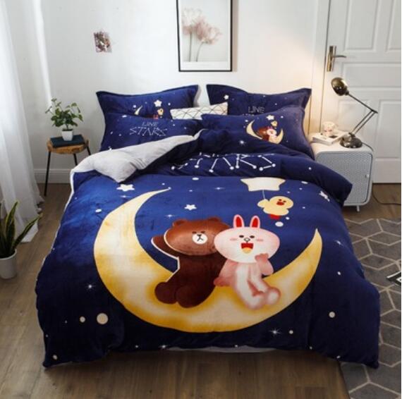 3D Bear Rabbit Moon 18027 Bed Pillowcases Quilt