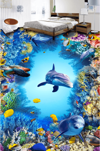 3D Colorful Sea Bottom Floor Mural Wallpaper AJ Wallpaper 2