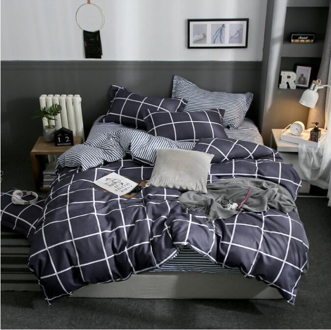 3D Large Black Grid 13031 Bed Pillowcases Quilt