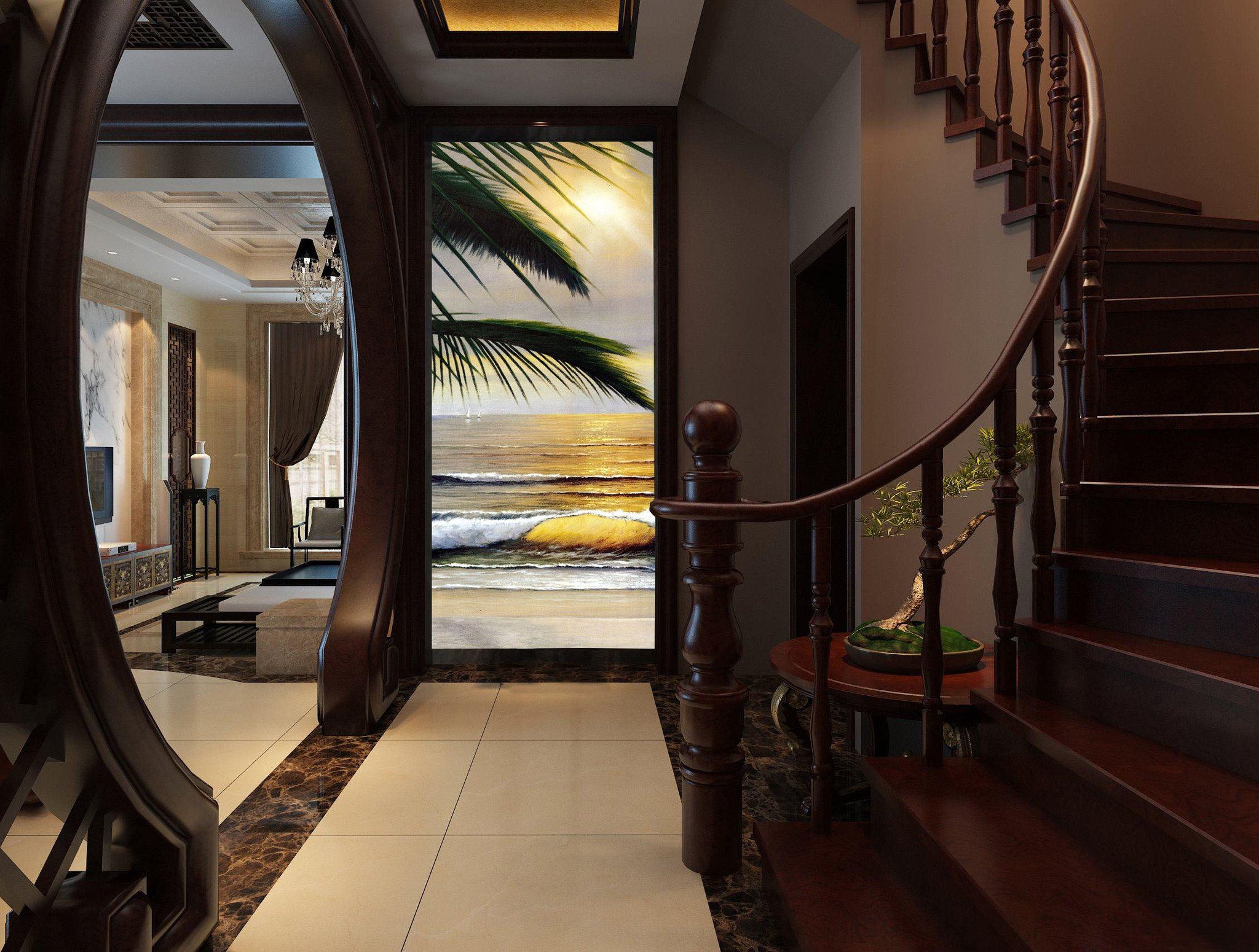 Beach Coconut Leaves Wallpaper AJ Wallpaper