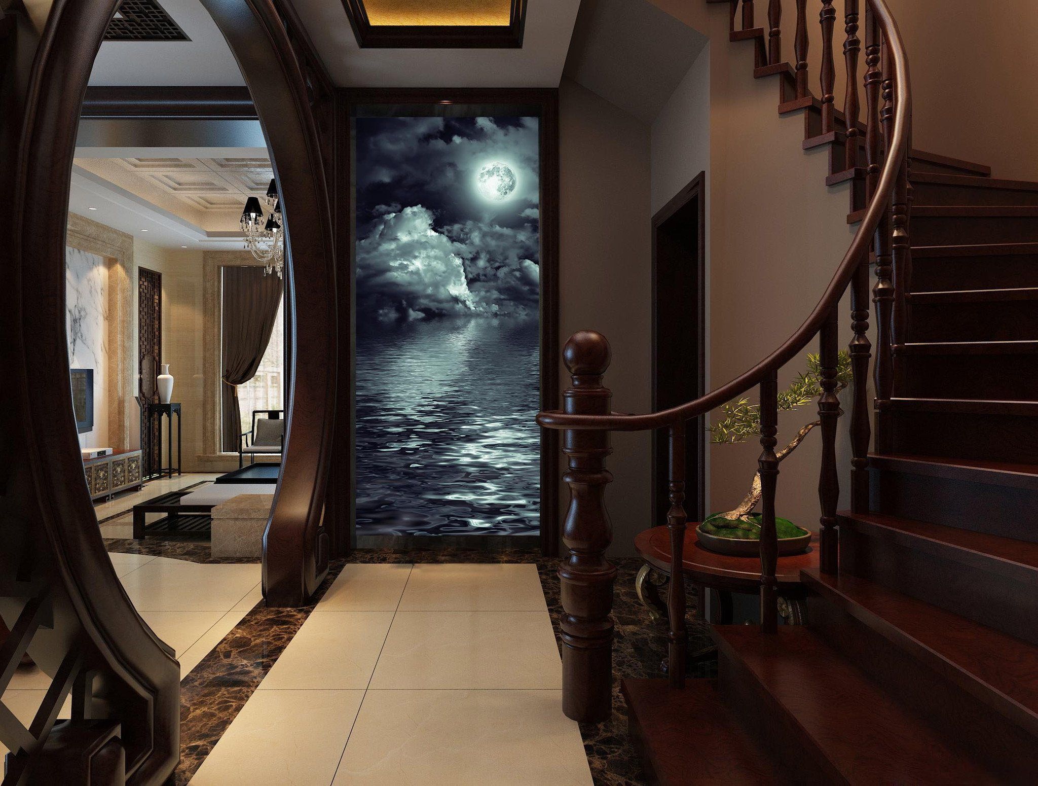 Sea Full Moon Wallpaper AJ Wallpaper