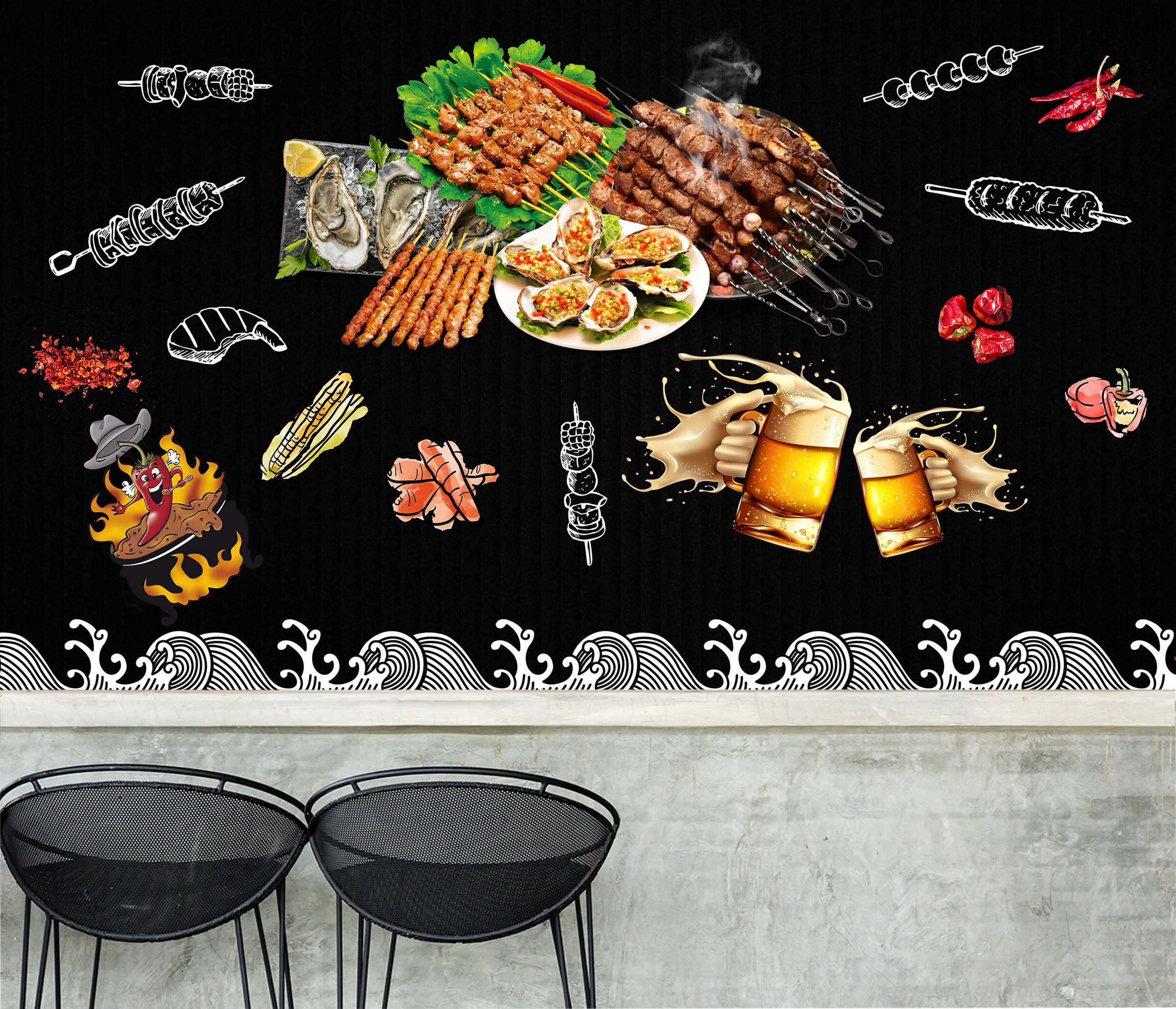 3D Barbecue Beer 3028 Wall Murals Wallpaper AJ Wallpaper 2