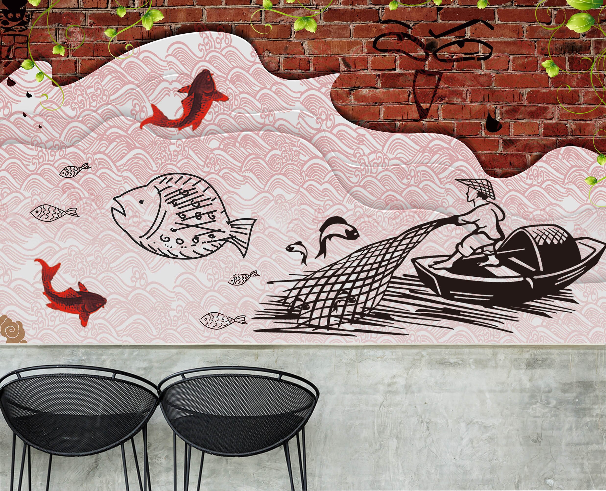 3D Swimming Fish 3015 Wall Murals Wallpaper AJ Wallpaper 2