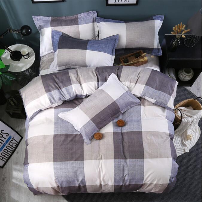3D Brown-Grey Large Grid 13090 Bed Pillowcases Quilt