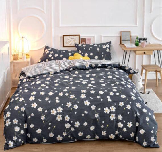 3D Daisy On Black 50101 Bed Pillowcases Quilt